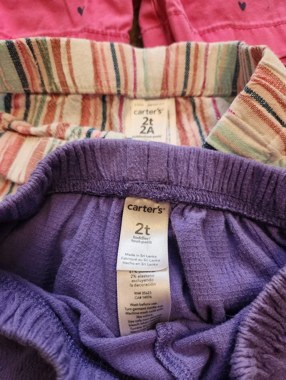 Large Lot of 18-24m Leggings & Shorts Pink Purple Stripes Hearts Bermuda